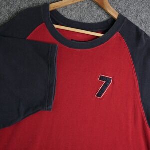 Sonoma Jean Company Mens XXL Red Navy Raglan Baseball T-Shirt Embroid 7 Cotton